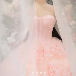 Váy cưới làm lễ corset hồng pastel hoa RM15