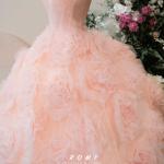 Váy cưới làm lễ corset hồng pastel hoa RM15